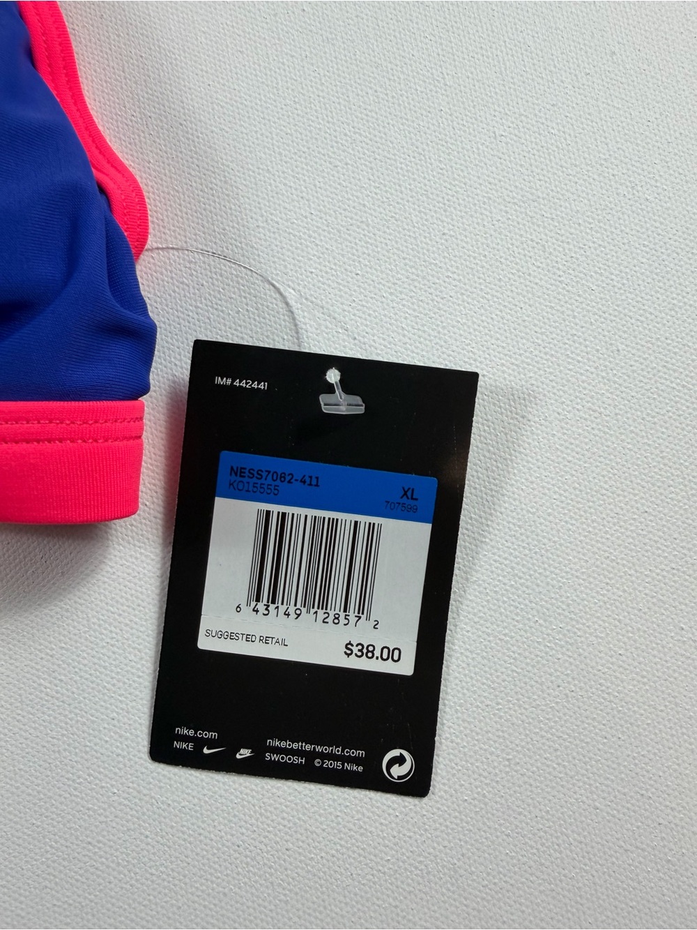 Nike NWT Royal Blue Neon Pink Triangle Bikini Top XL Beach Resort Activewear - Picture 2 of 7